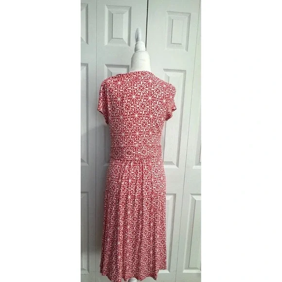 Boden Amelie Print Fit Flare Jersey Dress Women's 10R Red Casual Short Sleeve - Picture 7 of 8